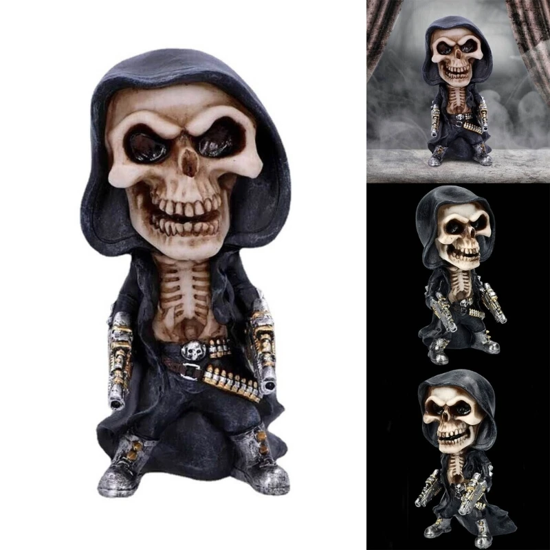 

Halloween Skull Figurine Resin Decorative Statue Sculpture Decoration Supplies for Home Festival Holiday Party Decor