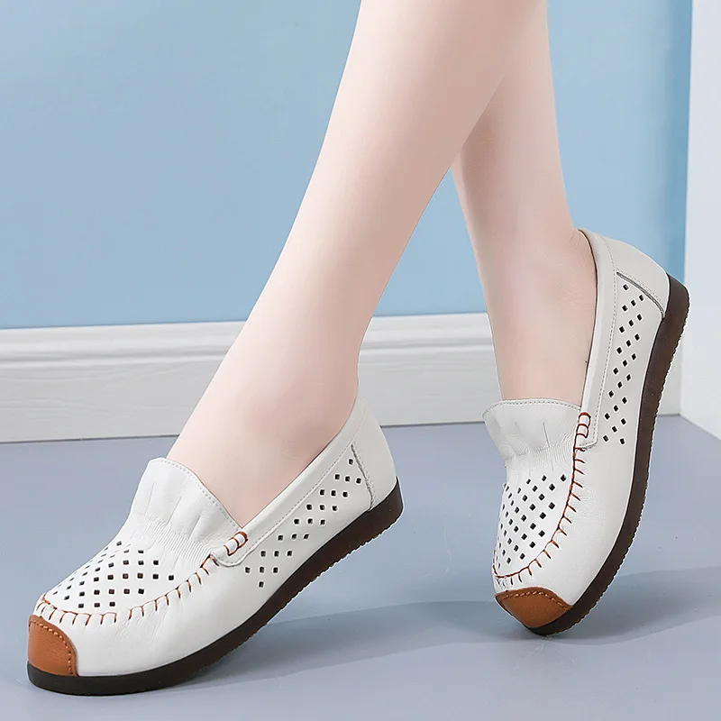 dobeyping Spring Autumn Women's Flats Genuine Leather Woman Casual Shoe Moccasins Slip On Female Loafers Soft Ladies Shoes 35-41