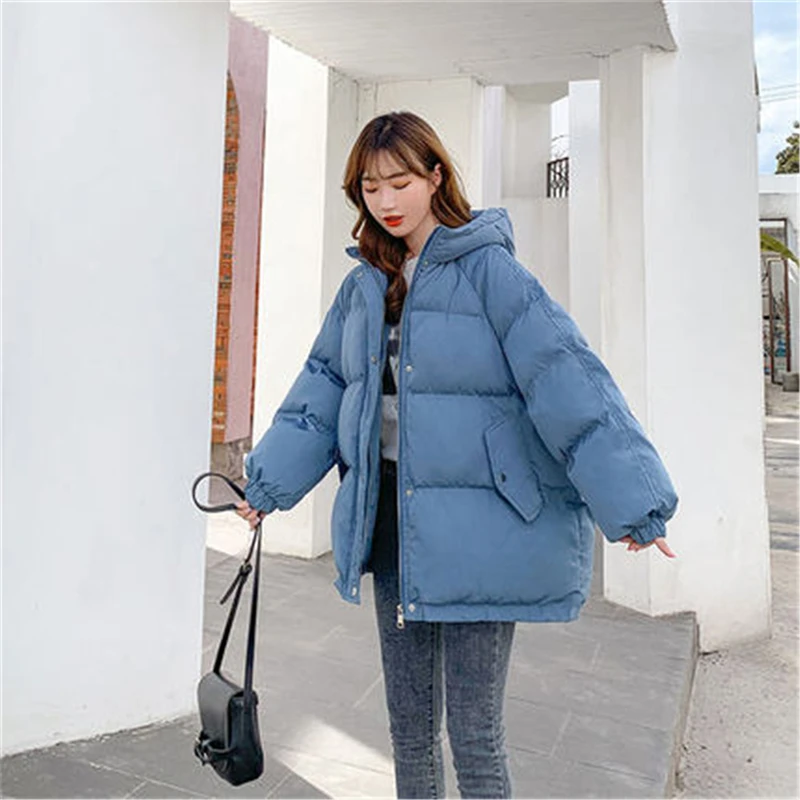 Short Winter Parkas 2022 New Women's Hooded Down Cotton Jacket Female Casual Loose Outwear Korean Cotton-padded Warm Winter Coat