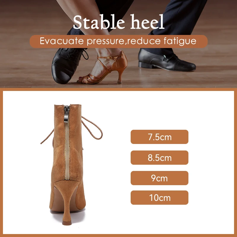 Hipposeus High Quality Suede Leather Sole Dance Booties Bachata Latin Dance Shoes Salsa Argentine Tango Professional Wholesale