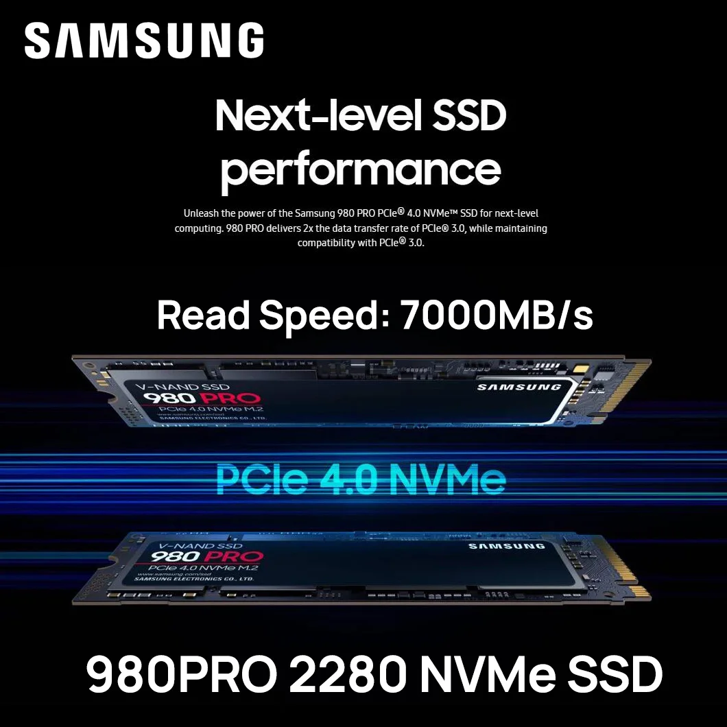 

SAMSUNG SSD 980 Pro 2TB 1TB 500G NVMe PCIe 4.0 Read 7000MB/s M.2 2280 Disk Drives for PS5 PlayStation5 Laptop Gaming Computer