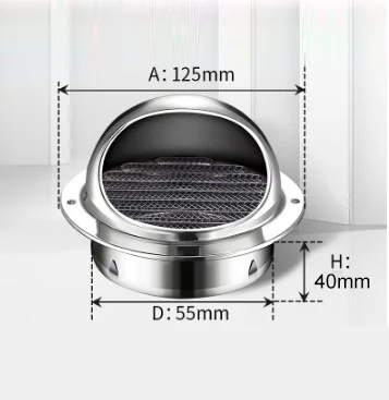 

Air Vent Stainless Steel Round Brushed Bull Nosed External Extractor Wall Vent Outlet Louvred Ventilation Grille Circulating