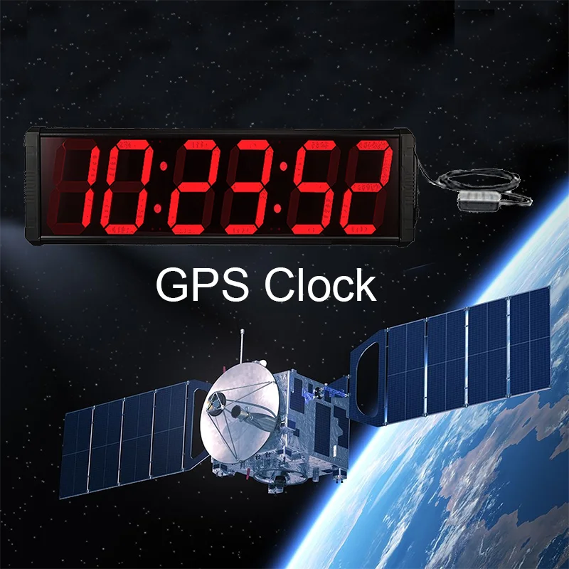 

Single-Sided Electronic Clock, Large GPS Synchronization, Wall Timer, 8 Inch, 6 Digits