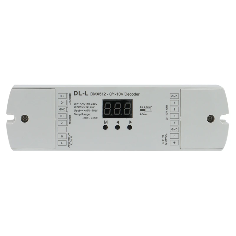 4-канальный конвертер DMX512 на 1-10 В/0-10 В вход постоянного тока 12-24 цифровой