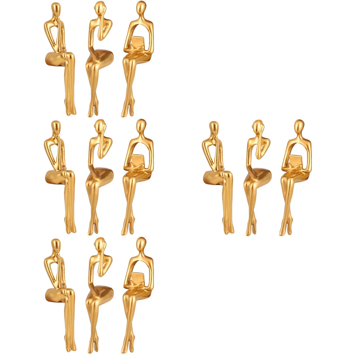 

12 pcs Golden Premium Party Gift Creative Thinker Statue Resin Thinker Figure Statue Countertop Craft Ornament for Home