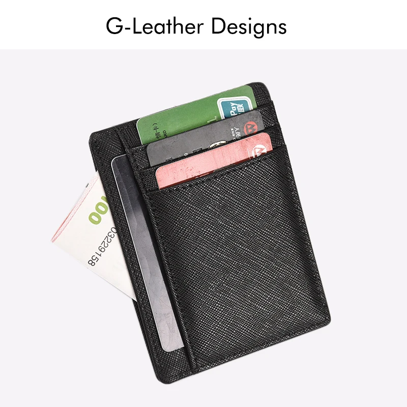 2023 New Fashion Genuine Cow Leather Mini Credit Card Holder Case Wallets Purse Thin Small Card Holders Custom Initials Name