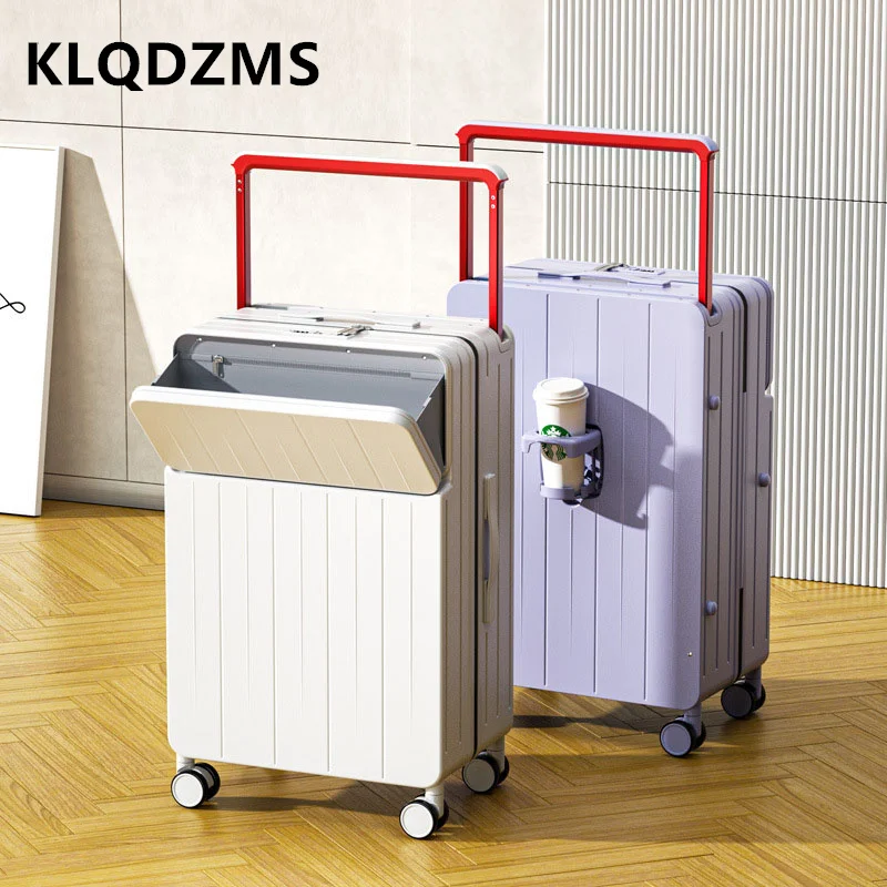 KLQDZMS 20"22"24"26 Inch Men and Women New Front-opening Large-capacity Trolley Suitcase Portable Boarding Roller Luggage