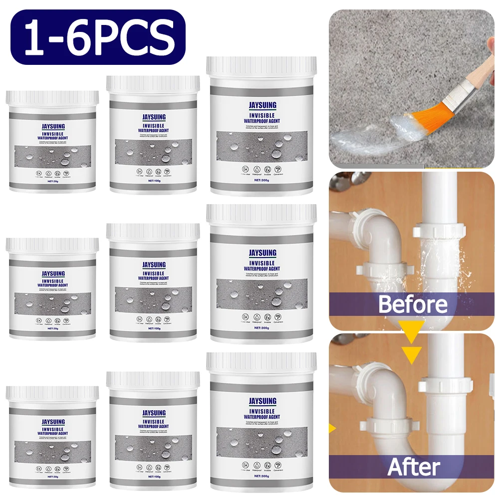 1-6PCS 30/100/300g Waterproof Agent Toilet Anti-Leak Glue Strong Bonding Adhesive Sealant Invisible Glue Repair Tools