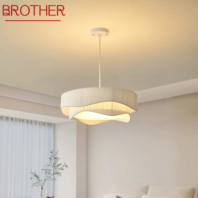 

BROTHER Modern Pendant Chandelier Light LED Creativity Vintage Pleats White Hanging Lamp For Home Dining Room Bedroom