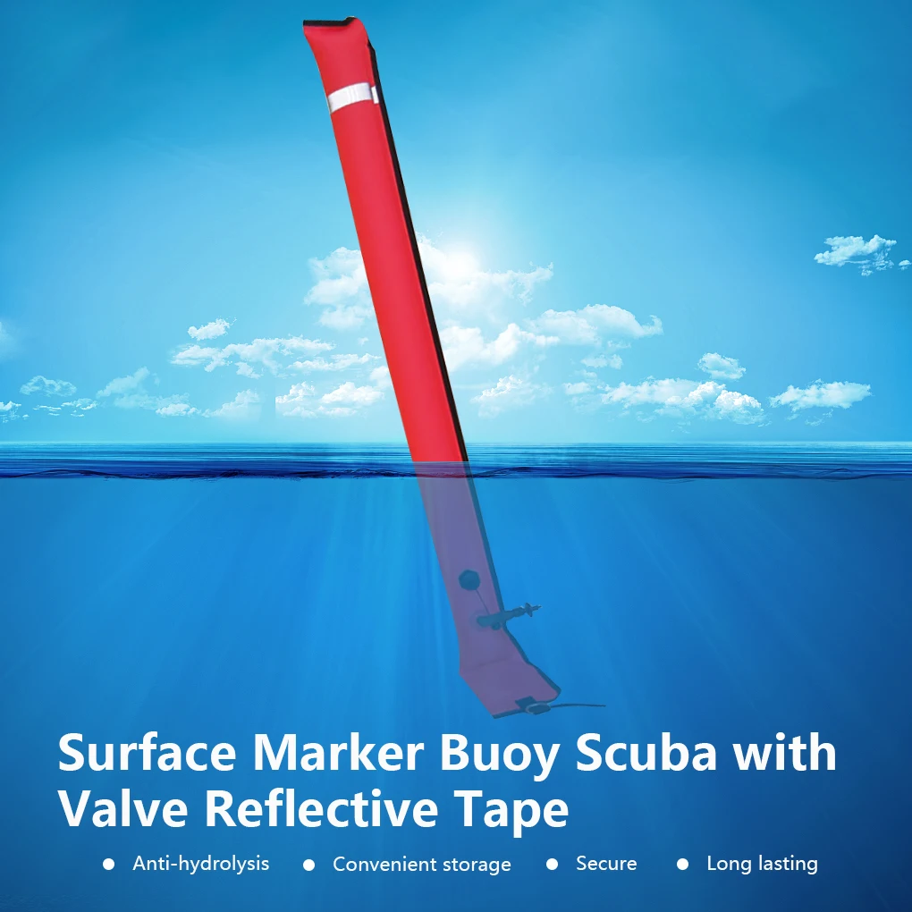 

Surface Marker Buoy Scuba Diving Visibility Safety SMB Sausage Signal Tube Diver Below Floating Accessory Small Valve, Red