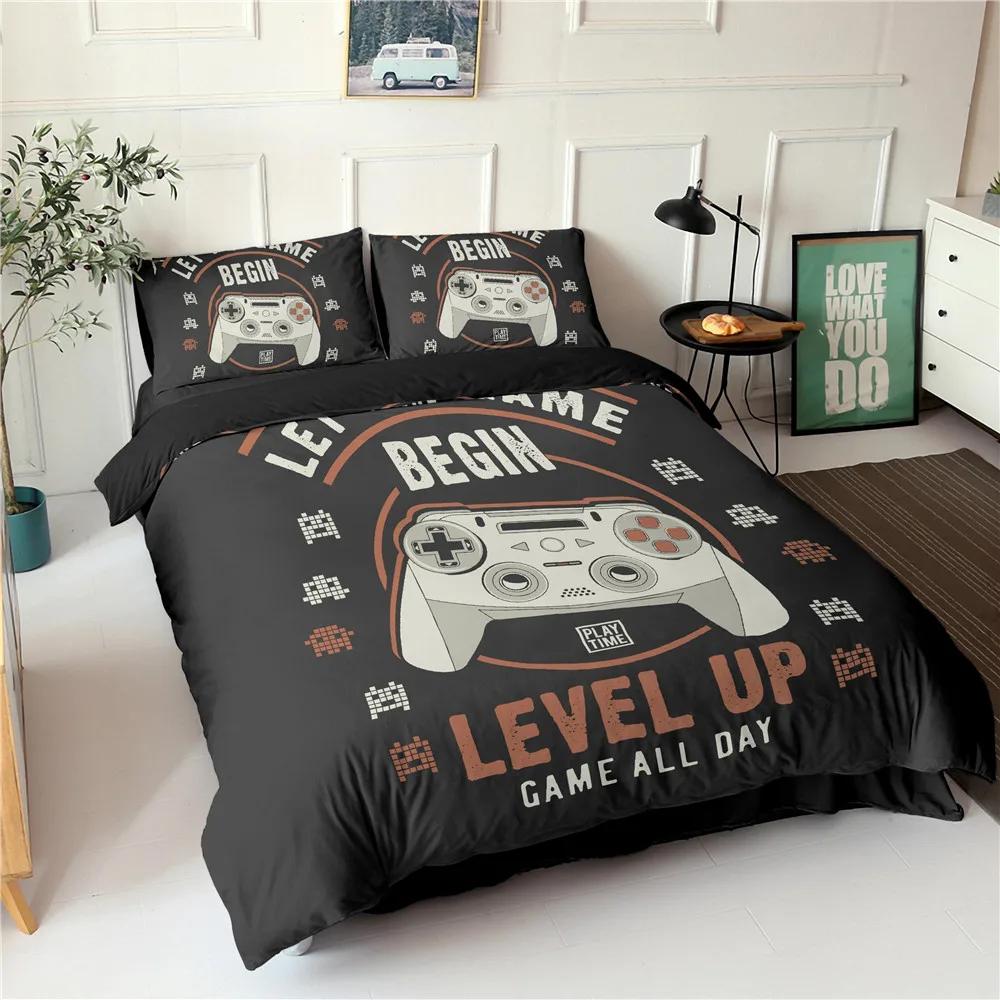 

Gamepad Bedding Set Queen Size Duvet Cover Creative Black Bed Comforter Cover Set Polyester Quilt Cover Bedclothes 2/3Pcs