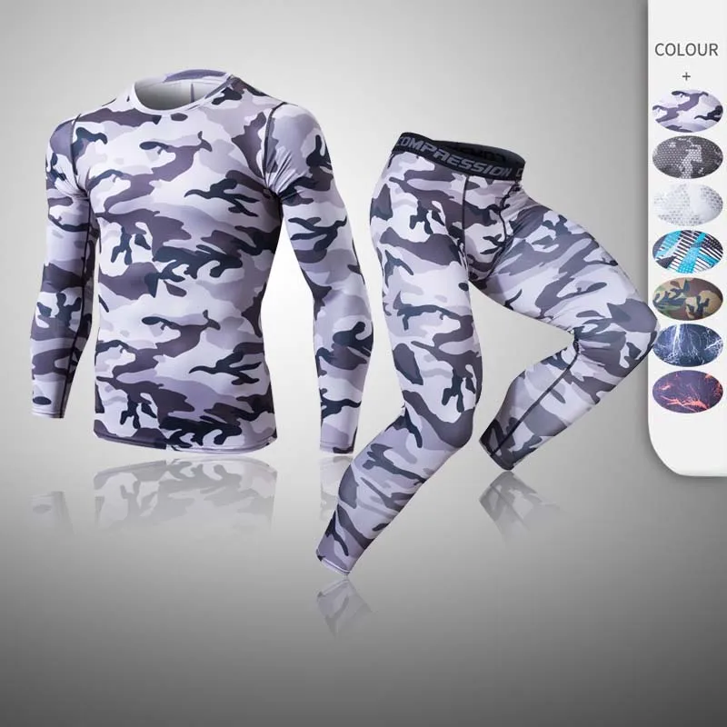 

Men's Thermal Underwear Winter Warm Long Johns Camouflage Thermal Shirt Long Sleeve Bottom Second Skin Tights