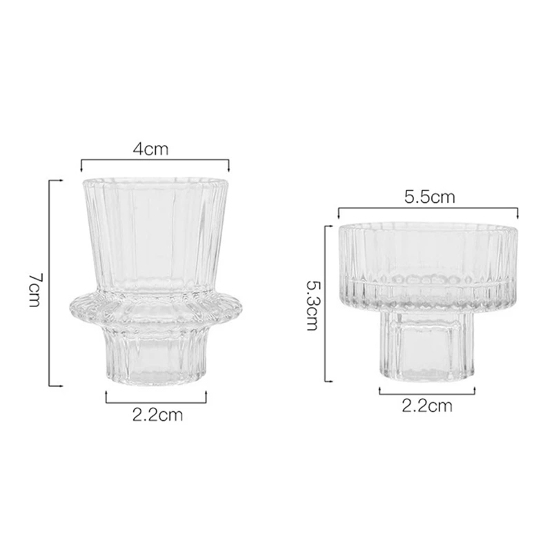 4 шт. стеклянные подсвечники 2 разных размеров современный рифленый дизайн