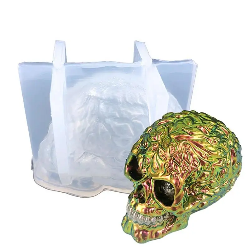 

3D антипригарная прочная силиконовая форма в виде черепа на Хэллоуин, формы для помадки, статуя черепа на Хэллоуин, Набор для творчества «сделай сам», домашний декор