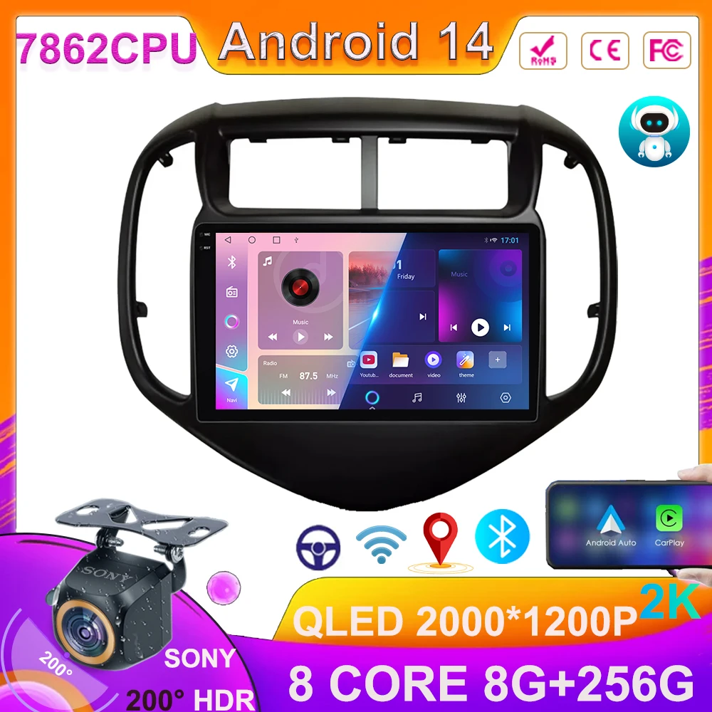 Беспроводная Автомагнитола для Chevrolet Aveo Sonic 2017-2021 Android 14 мультимедийный