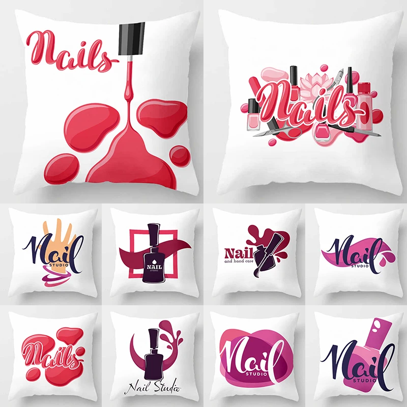 

Cosmetic Nail Polish Decorative Pillow Polyester Cushion Cover Home Sofa Seat Decor 45*45cm Pillowcase Funda Cojin 859