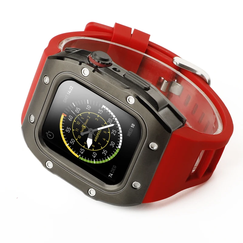 Ремешок и чехол из нержавеющей стали для Apple Watch 45 мм 44 модифицированный