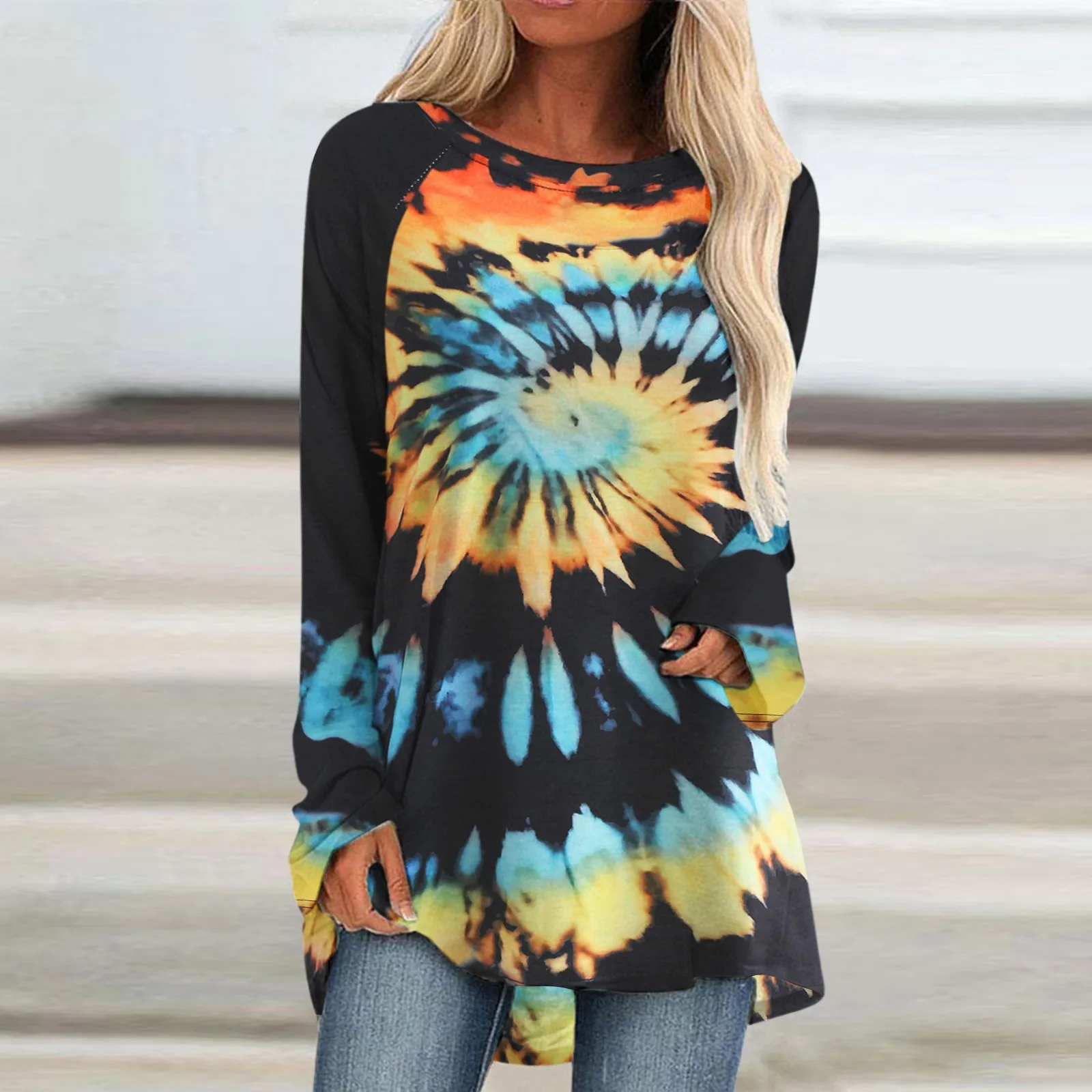 

Women's O-neck Patchwork Clothing For Ladies Wholesale Long Sleeve T-shirts 2022 Autumn Spring New Fashion Loose Female Outfit