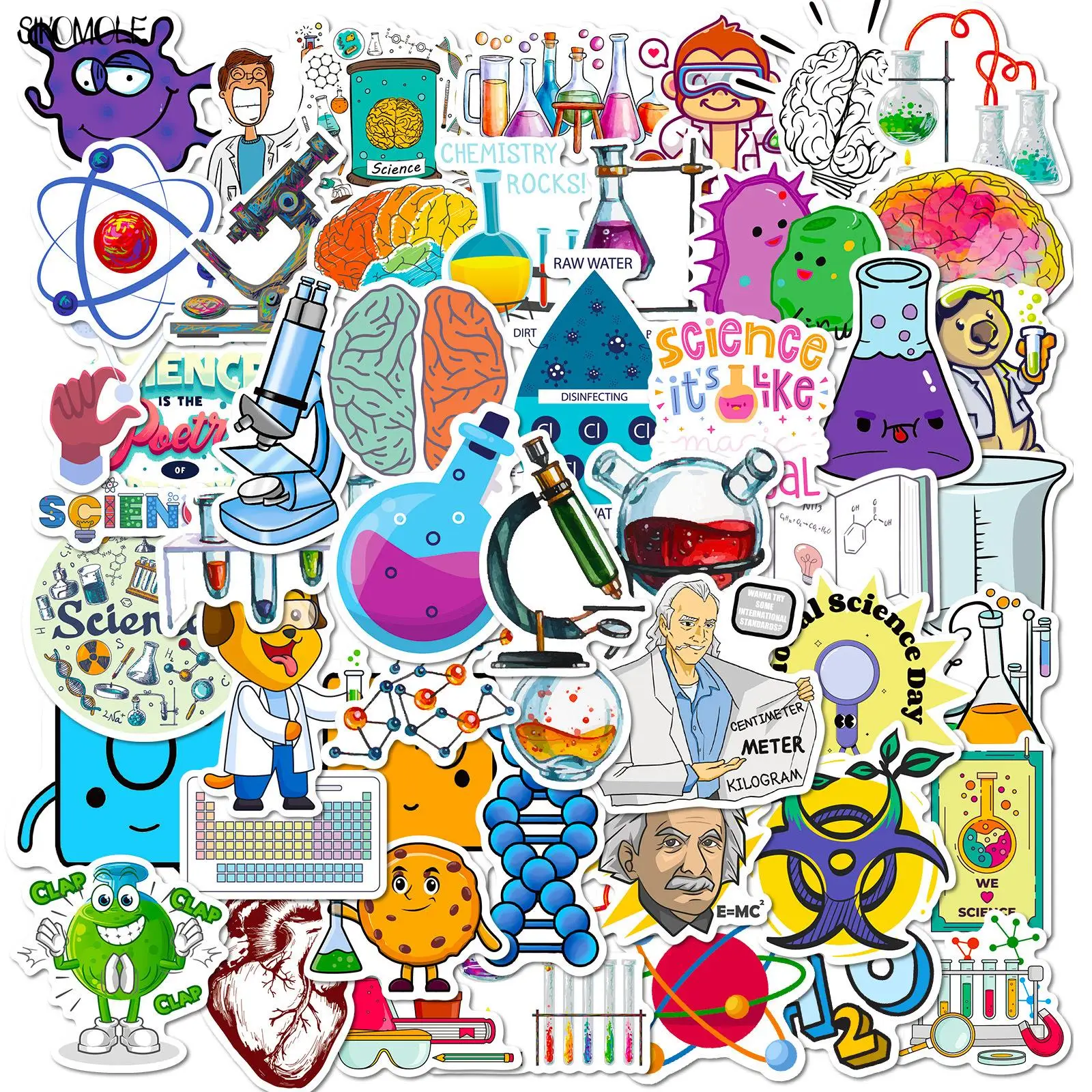 

10/30/50PCS Science Chemistry Biology Laboratory Graffiti Stickers Kids DIY Car Luggage Suitcase Classic Toy Decals Sticker Pack
