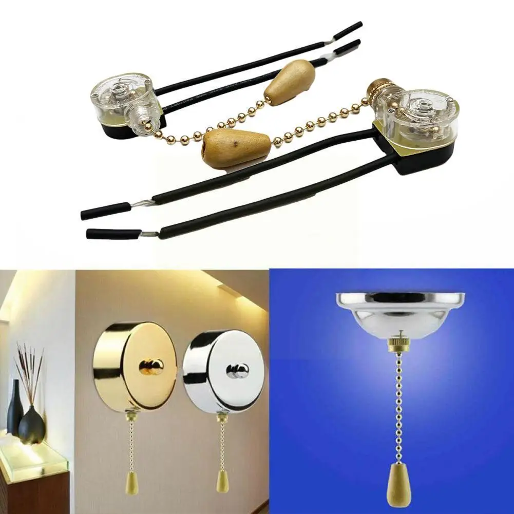 

2pcs Wall Light Pull Rope Switch Pull Cord Chain Switch Control Home Universal Ceiling Fan Lamp Replacement Parts For Light Q9I2