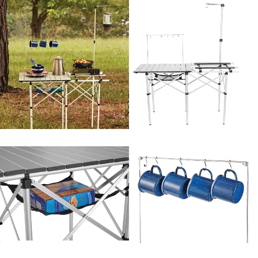 

Charming Sturdy 41" x 18" Camp Kitchen Table with Multiple Adjustable Cooking Options, Perfect for Convenient Storage.