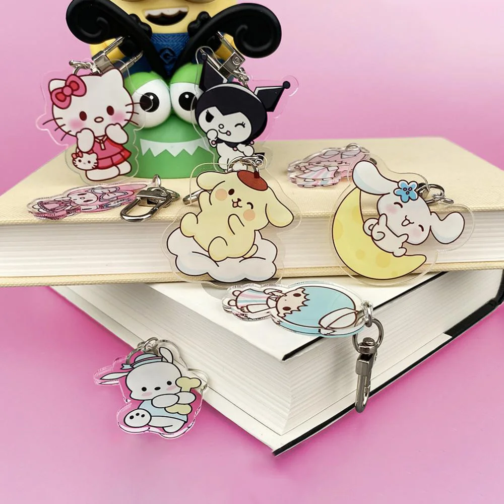 

Kawaii Sanrio Anime Keychain Cute Kuromi Cinnamoroll My Melody Pompompurin Acrylic Key Chain Pendant Bag Accessories Girls Gift
