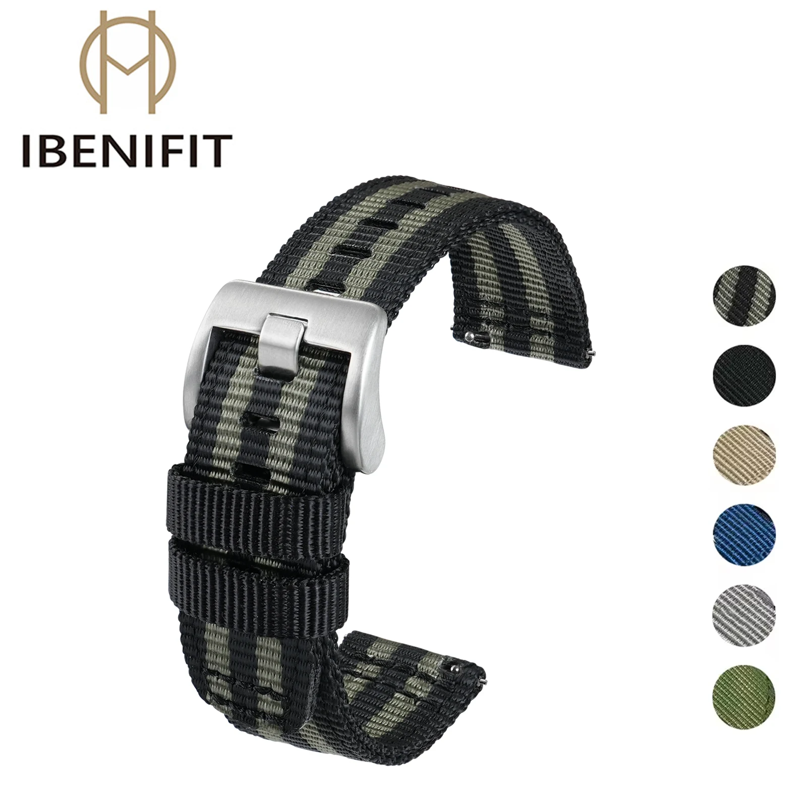 Фото IBENIFIT нейлоновый ремешок для часов 18/19/20/22/24 мм браслет военный баллистический нейлоновый ремешок для часов из двух частей водонепроницаемый с тяжелой пряжкой №1