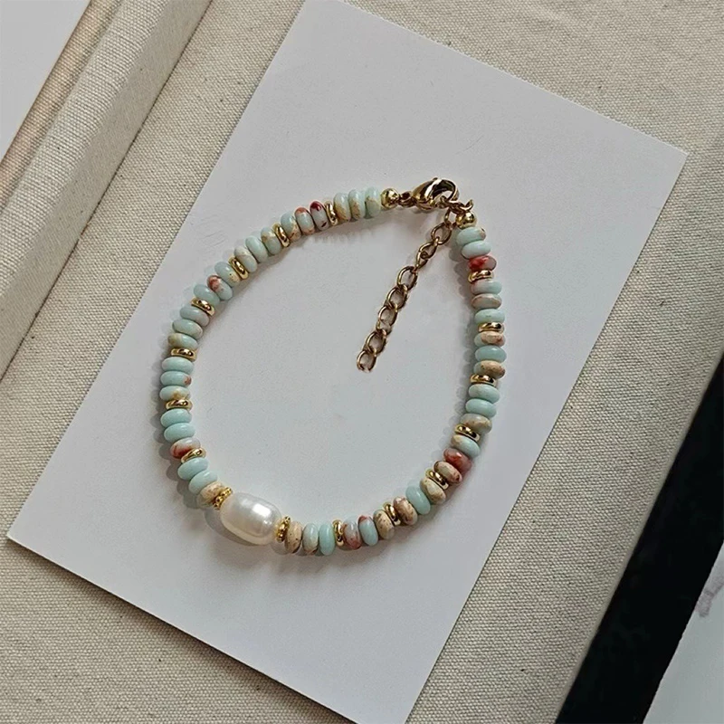 Нишевое винтажное ожерелье из бисера в этническом стиле с камнем Шушань голубая