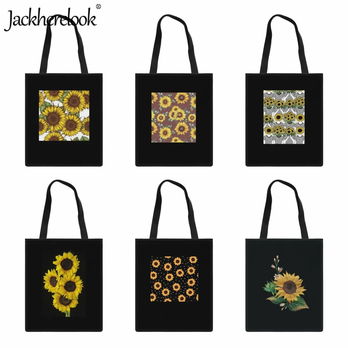 Купи Jackherelook Sunflower Pattern Printing Shoulder Bag for Women Casual Handbags Canvas Cloth Bag Ladies Fashion Tote Shopping Bag за 401 рублей в магазине AliExpress