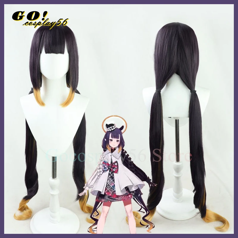 

VTuber Ninomae Ina'nis Cosplay Wig PonytailS Hololive EN Youtuber Girls Mixed Purple Yellow Long Straight Heat Resistant Hair