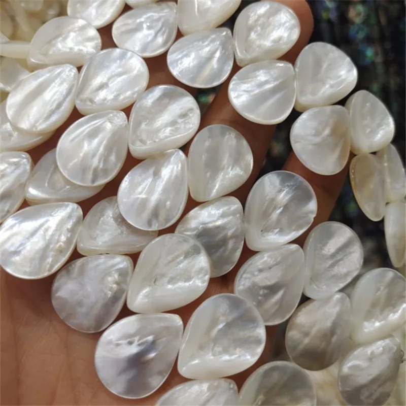 

40PCS Saltwater Shell String Mother Of Pearl Teardrop Shape 15X20MM For Women's Necklace Making Findings DIY Jewelry Findings