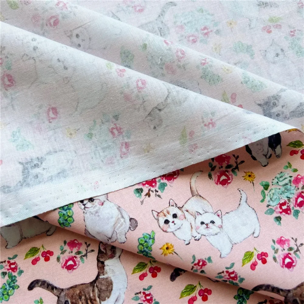 50*110 см Мультфильм Ретро котенок Кот Печать 100% хлопок Ткань DIY Ручная работа шитье