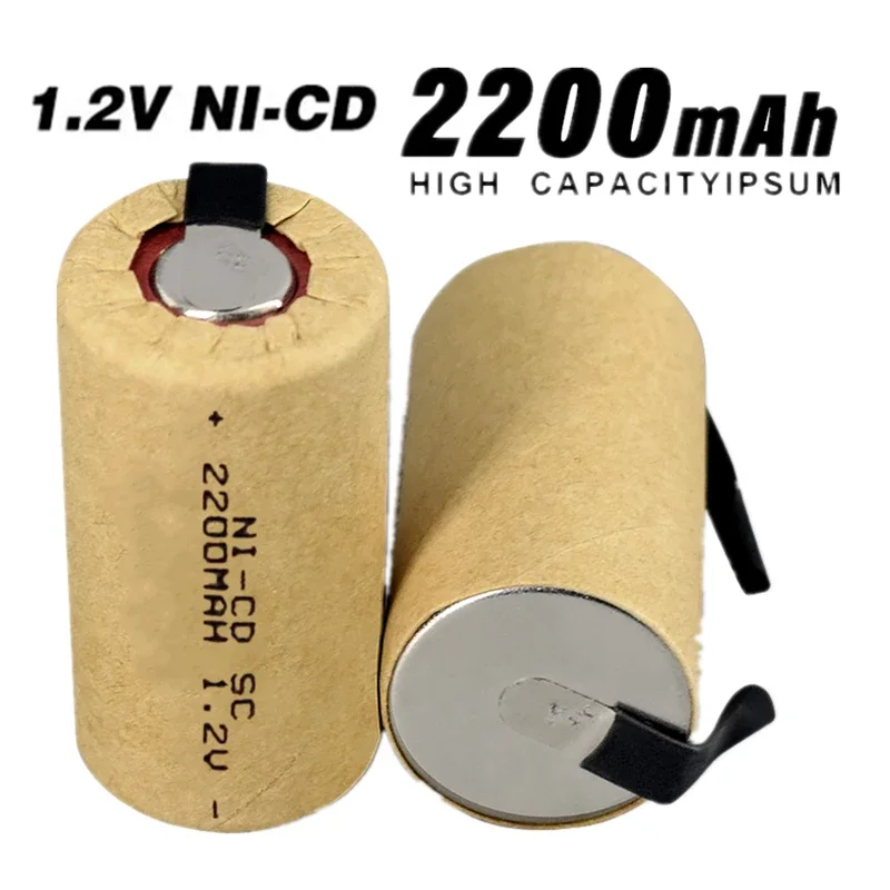 

1.2 V Battery SC Battery 1.2 V 2200mAh Sub C NI-CD Cell With Welding Tabs For Drilling Machine Screwdriver DIY BATTERI