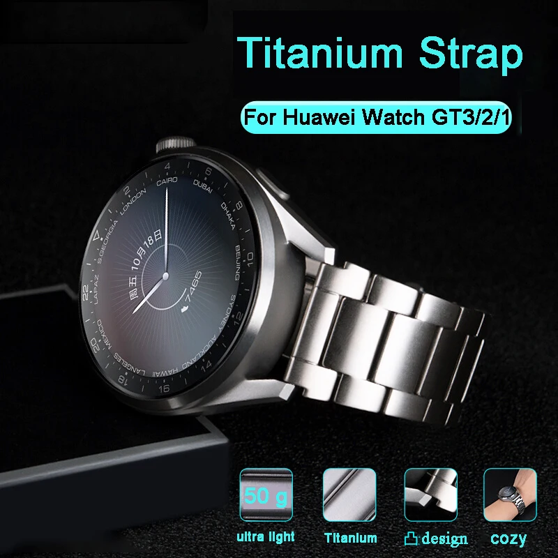 Pure Titanium Strap for Huawei Watch GT 3 46mm GT3 pro Titanium Metal 22mm Watchband for Huawei GT 2 Pro /GT 2E Man Wristband