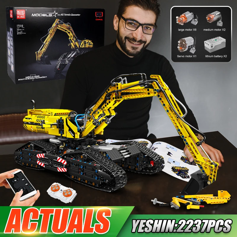 

MOULD KING 17018 Technical Car Toy Building Sets All Terrain Excavator Clawler Truck Bricks Toys RC Engineering Vehicle For Boys