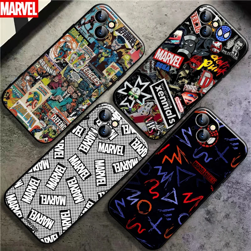 

Marvel Avengers Logo For Apple iPhone 13 12 11 Pro Mini X XR XS Max SE 6 6S 7 8 Plus Phone Case Black Coque Soft Carcasa