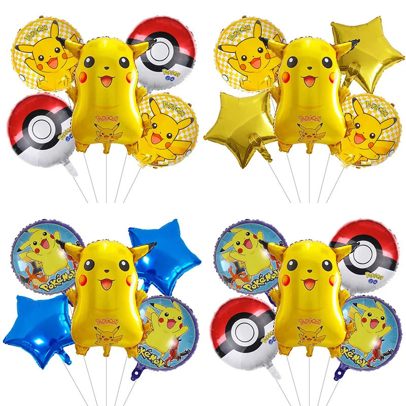 Cartoon Pokemon Balloons Set Pikachu Charmander Foil Balloons for Children's Birthday Party Decor Kids Birthday Toys  - buy with discount