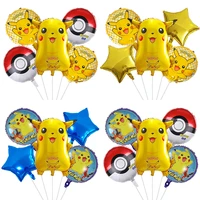 5pcs cartoon pokemon balloons set pikachu charmander foil balloons for childrens birthday party decor kids birthday toys
