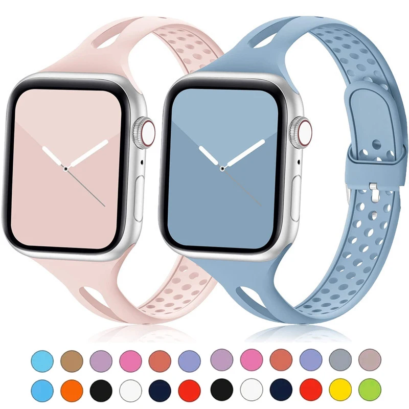 

Тонкий ремешок для Apple watch band 42 мм 40 мм 44 мм 38 мм, силиконовый браслет для iwatch series 7 6 5 4 3 SE 45 мм 41 мм