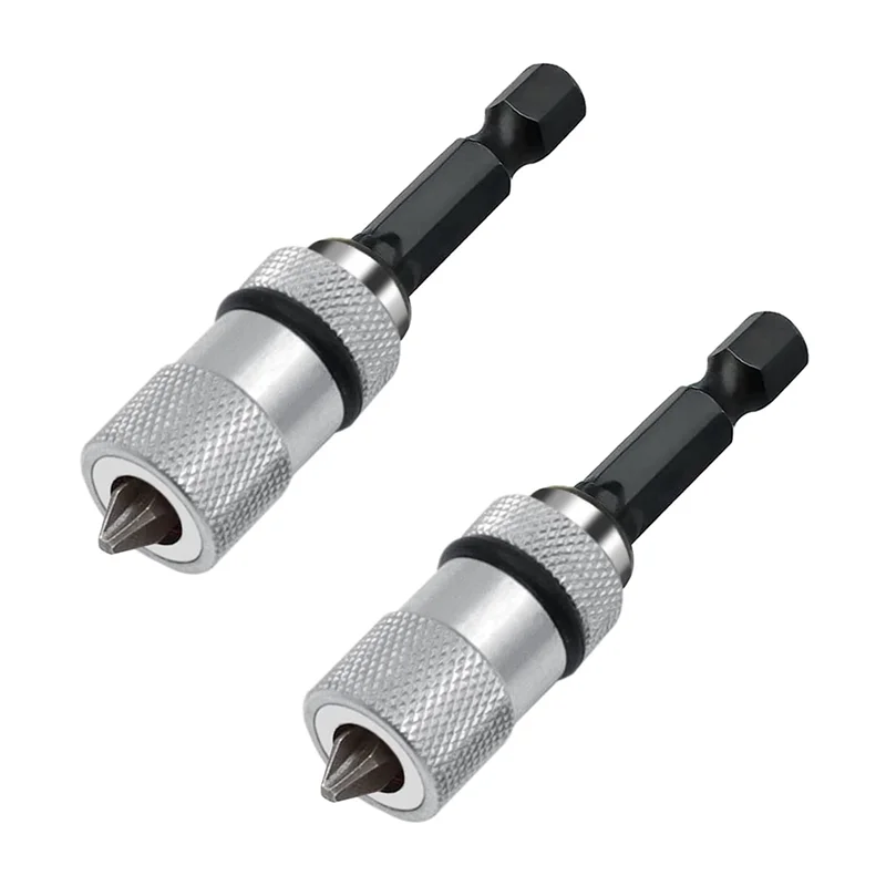 

Bit Holder with Depth Stop and Ring Magnet 2 Pieces 1/4 Inch Bit Holder Magnetic Bit Holder with Phillips Screws