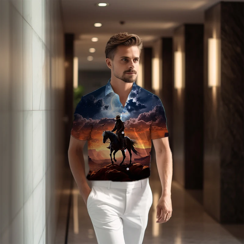 

Men's Mercedes-Benz Horse 3d Printing Shirt Summer Fashion Loose Short-sleeved Shirt Fashion Popular Short-sleeved Shirt