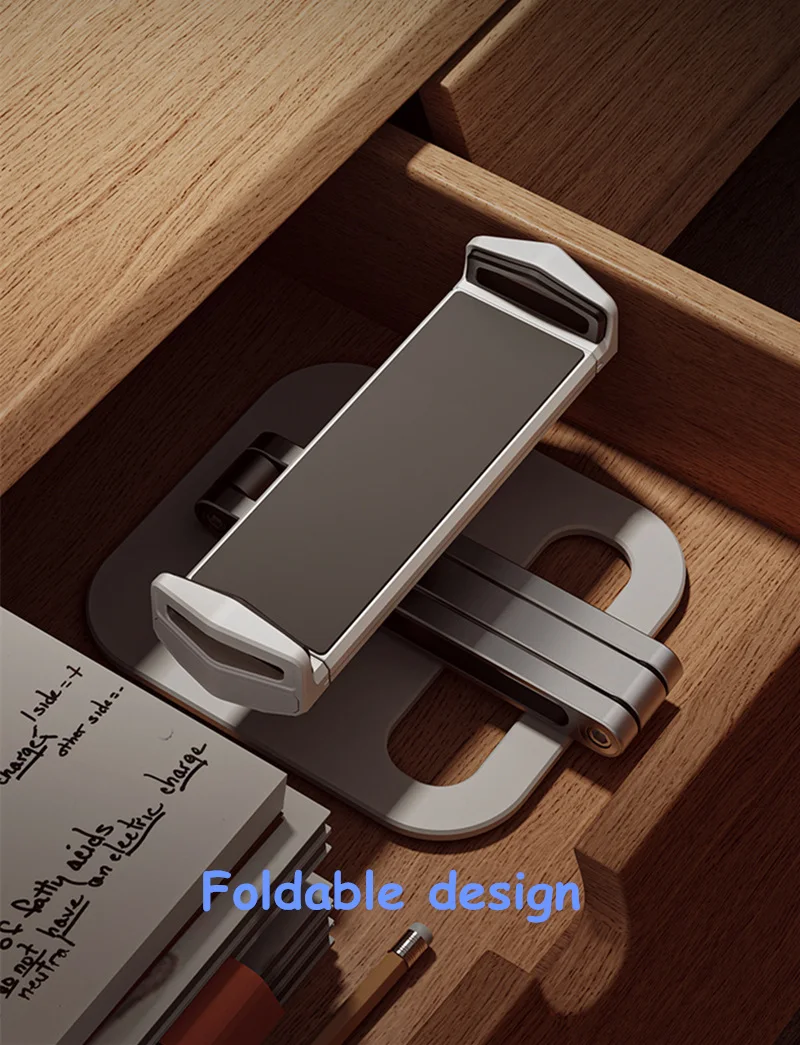 Foldable Tablet Stand Three Shaft Design Multi Angle Adjustable Tablet Support Desktop Aluminum Hands Free Cell Phone Holder