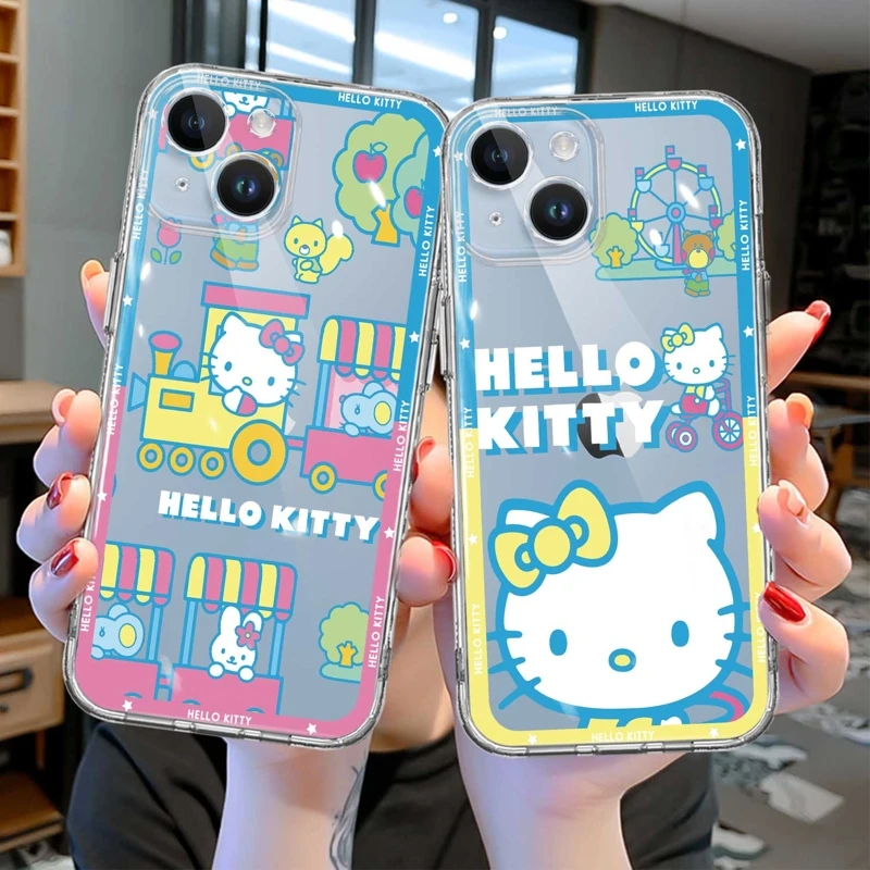 

Clear Cover Case For Apple iPhone XR 12 13 11 14 Pro Max X XS Mini 12mini 13mini Hello Kitty Drawing