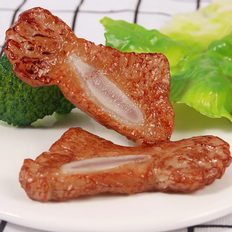 8cmX4.5cm PVC Simulation Meat Model Artificial FAKE Lamb Chops FOOD Western Restaurant Hotel Shop Decoration Shoot Props |