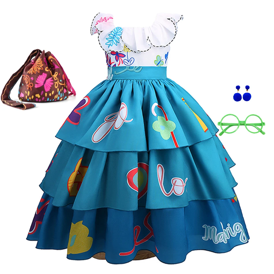 New Disney Encanto Charm Isabella Madrid Animation Costume Girls Princess Dress Halloween Carnival Cosplay Costume for Girl 2022