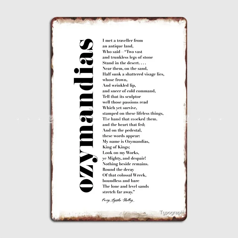 Плакат Ozymandias By Percy Bysshe Shelley металлическая табличка кинотеатр гостиная пещерный