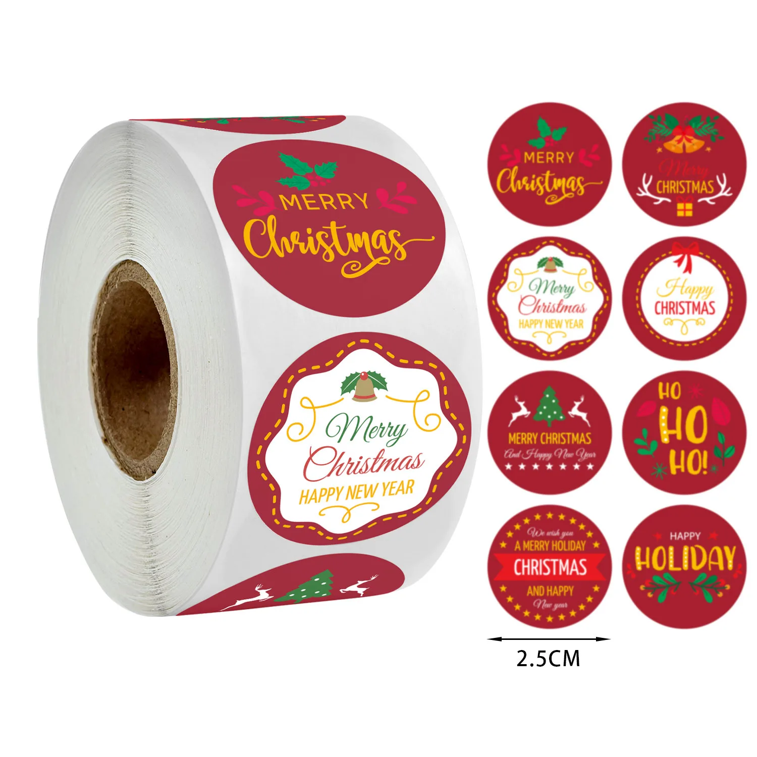 

500pcs Merry Christmas Stickers Roll Round Christmas Holidays Seal Stickers for Christmas Party Envelope Seals Gift Boxes Decor