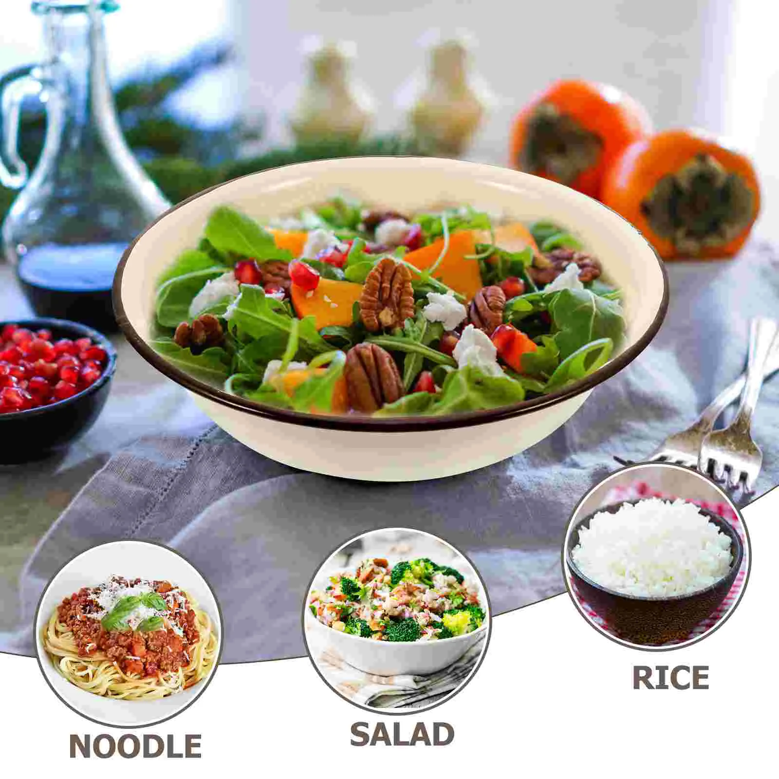 Эмалированная миска винтажная для лапши смешивания супа салата пищевой