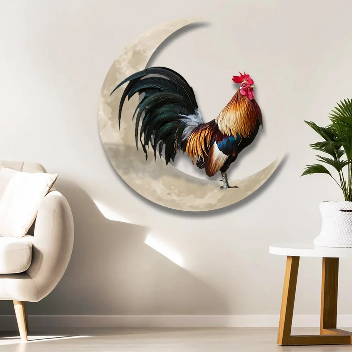

Rooster Moon Cock Wall Hanging Ornament Metal Sign Durable Arts Pendant Unique Decorative for Outdoor Indoor Wall Home Decor