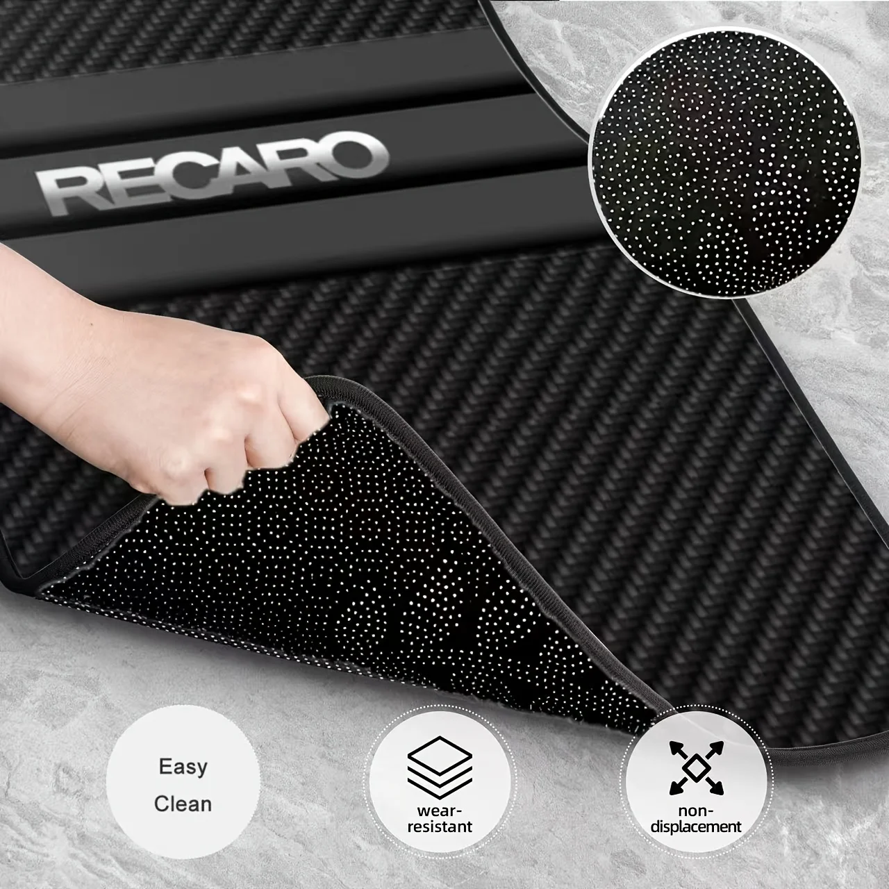 Фото 4 шт. минималистичные автомобильные коврики с рисунком RECARO — стильные защитные ковры, подходящие для седанов, фургонов и внедорожников — идеальный подарок для №5